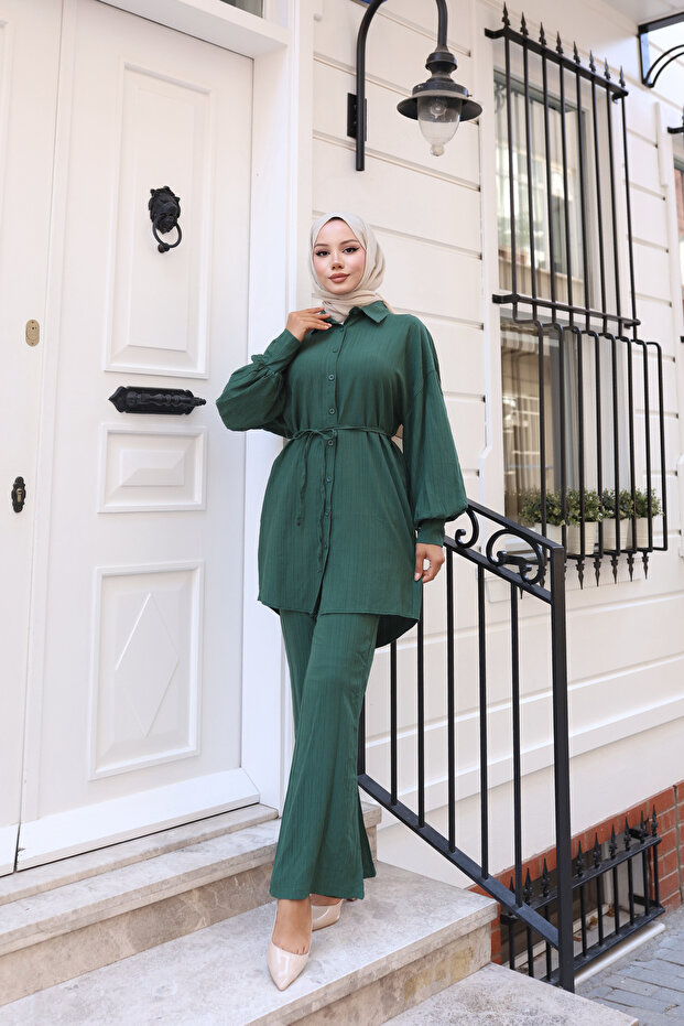 طقم لارا قماش مزدوج بأزرار - 2