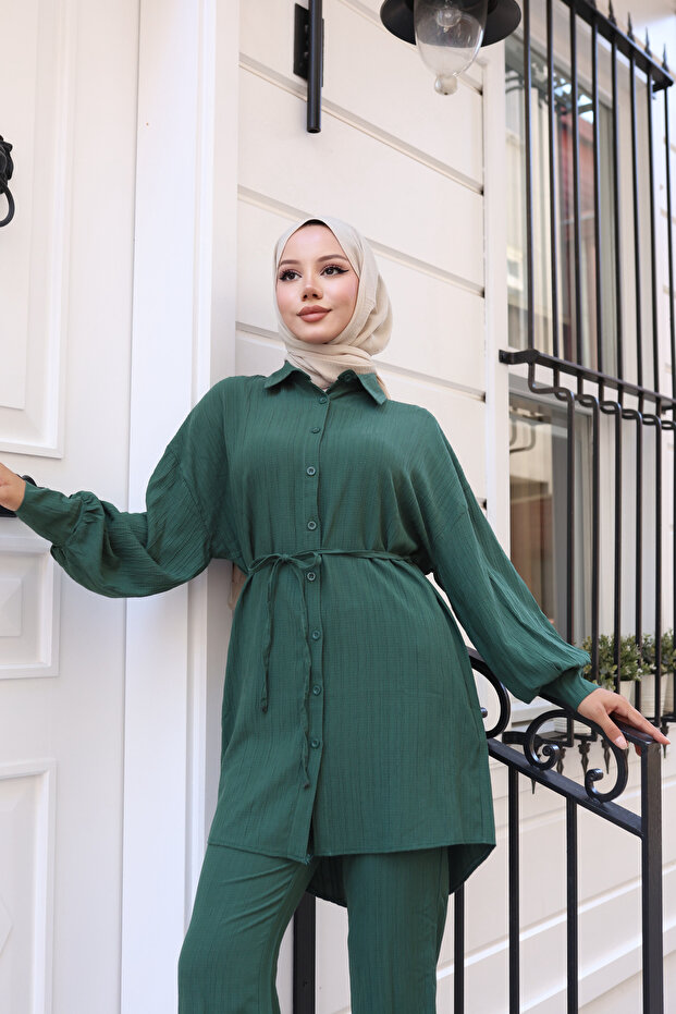 طقم لارا قماش مزدوج بأزرار - 1