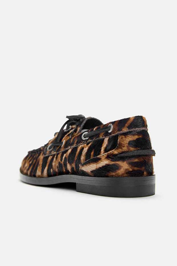 Düz desenli deri ayakkabı - 3