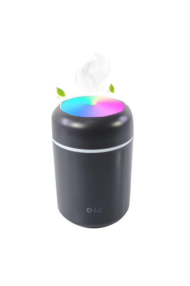 فواحه مرطب هواء صغير ٣٠٠ مل مع أضواء LED ملونة - موزع روائح محمول بمنفذ USB