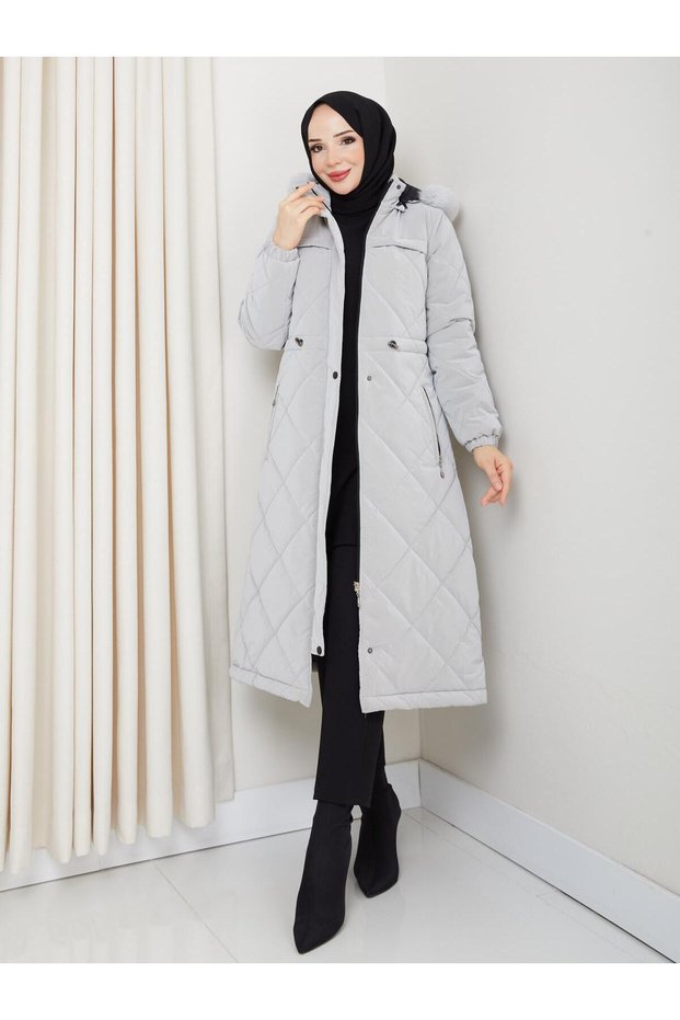 Women's Large Size Fiber Filled Sports Quilted Nova Fabric Coat 0198