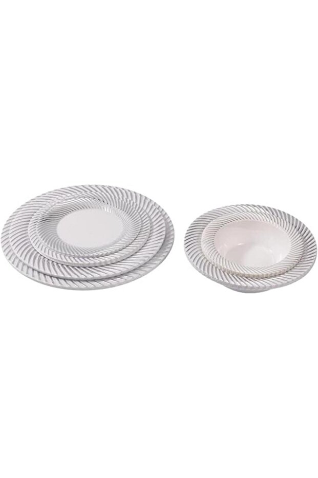 50pcs Silver Disposable Dinnerware Set – 7/9/10" Plates & 4/7" Bowls, Ideal for Guests & Outings