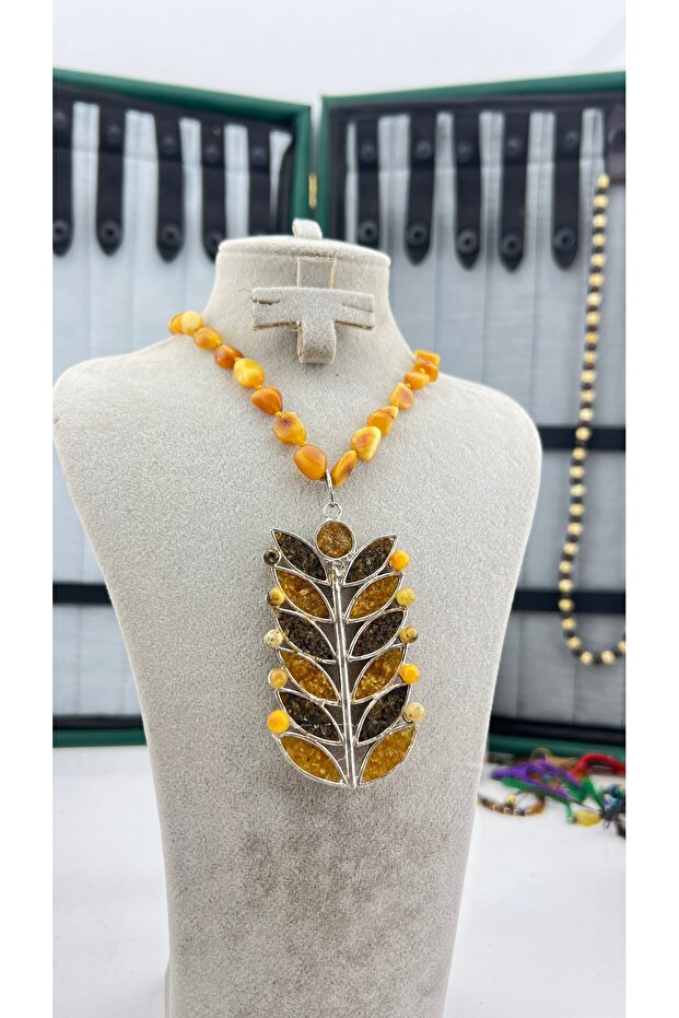 Kehribar Kolye Buğday Başaklı - 2