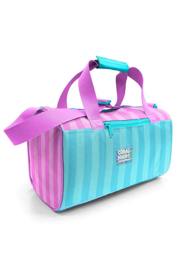Turquoise Pink Striped Sports Bag 27521