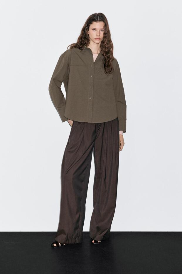 Dikiş detaylı %100 pamuklu gömlek - 1