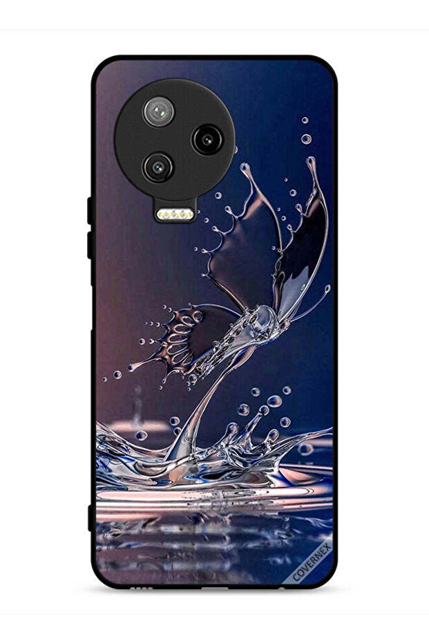 غطاء حماية لهاتف Infinix Note 12 Pro 4G بنقشة قطرات الماء والفراشة