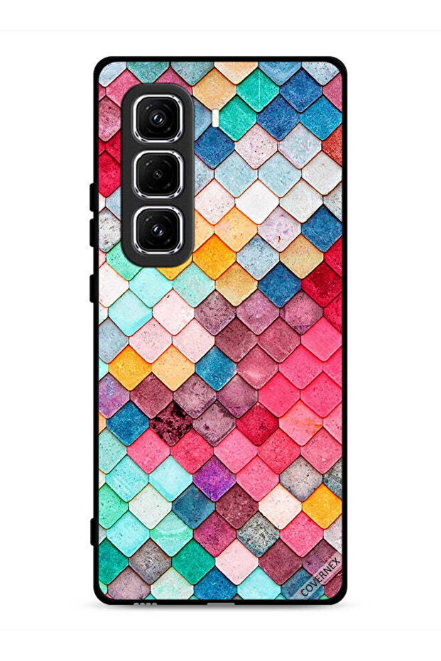 غطاء حماية لهاتف Infinix Hot 50 Pro 4G بنقشة مربعة ماسية