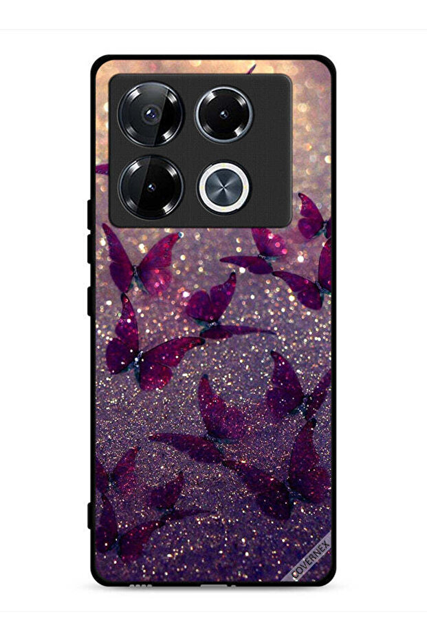 غطاء حماية لهاتف Infinix Note 40 Pro 5G بنقشة فراشات لامعة