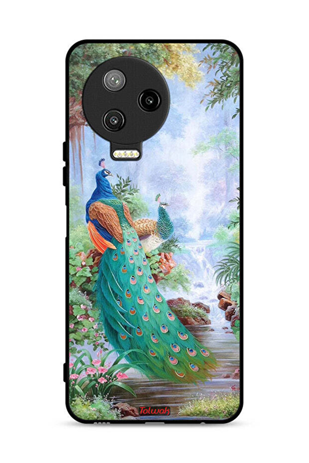 غطاء حماية لجهاز Infinix Note 12 Pro 4G بنقشة الطاووس