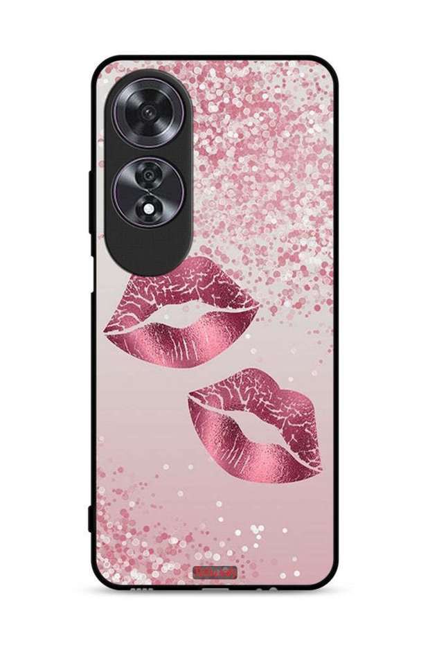 غطاء حماية لهاتف Oppo A60 برسومات شفاه لامعة
