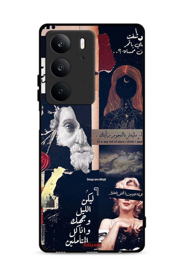 غطاء حماية لهاتف Realme C75 4G بعبارات عربية ووجوه مقطوعة