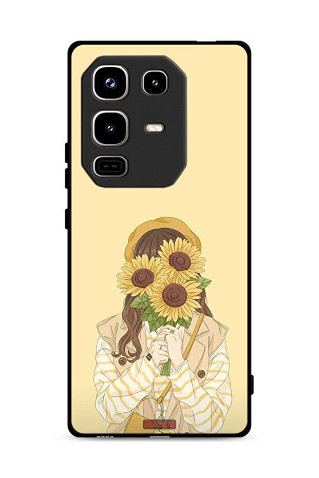 غطاء حماية لهاتف Infinix Note 50 Pro 4G مع غطاء للوجه بنقشة عباد الشمس