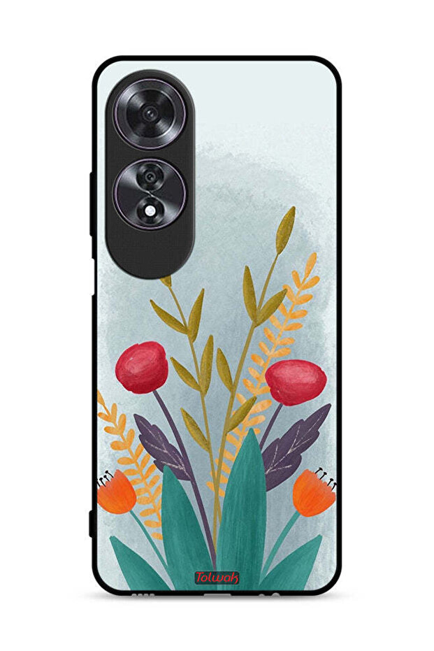 غطاء حماية لهاتف Oppo A60 برسومات نباتية
