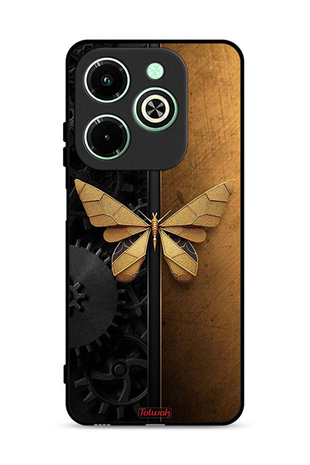 غطاء حماية لهاتف Infinix Hot 40i 4G بتصميم فراشة فولاذية