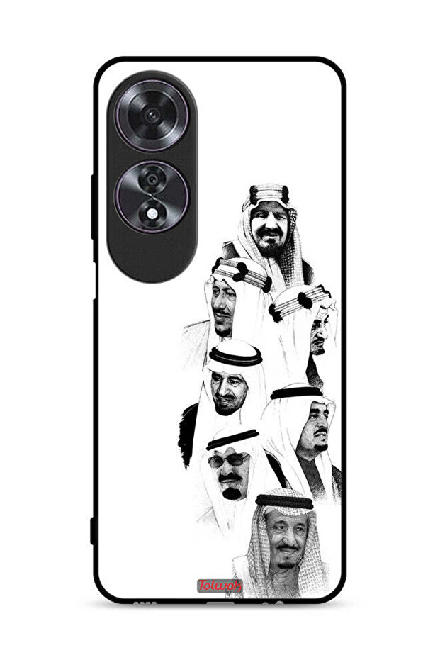 غطاء حماية لهاتف Oppo A60 - فن ملوك السعودية - أبيض وأسود