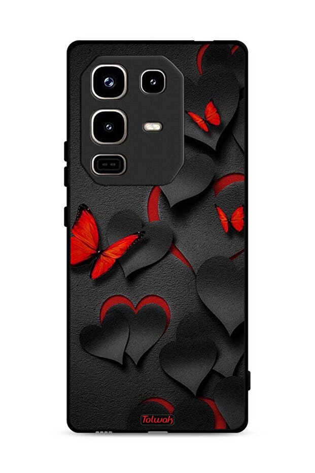 غطاء حماية لهاتف Infinix Note 50 Pro 4G بنقشة قلوب وفراشات