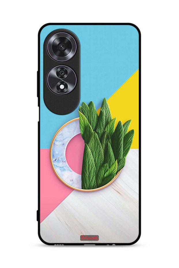 غطاء حماية لهاتف Oppo A60 بنمط أوراق تجريدية