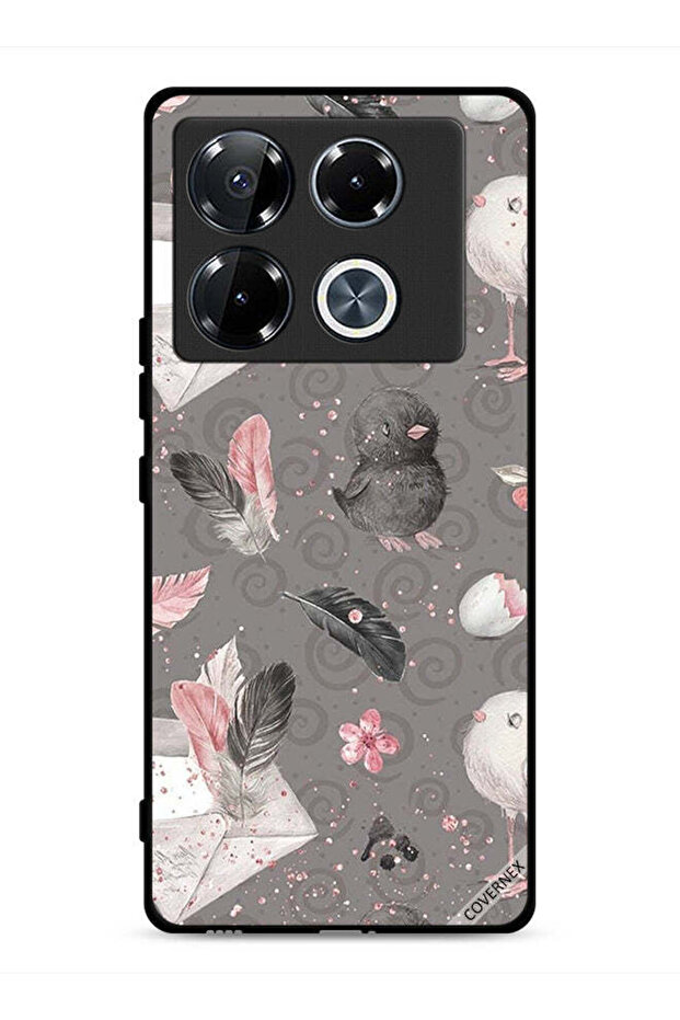 غطاء حماية لهاتف Infinix Note 40 Pro Plus 5G بنقشة Feathers & Chicks
