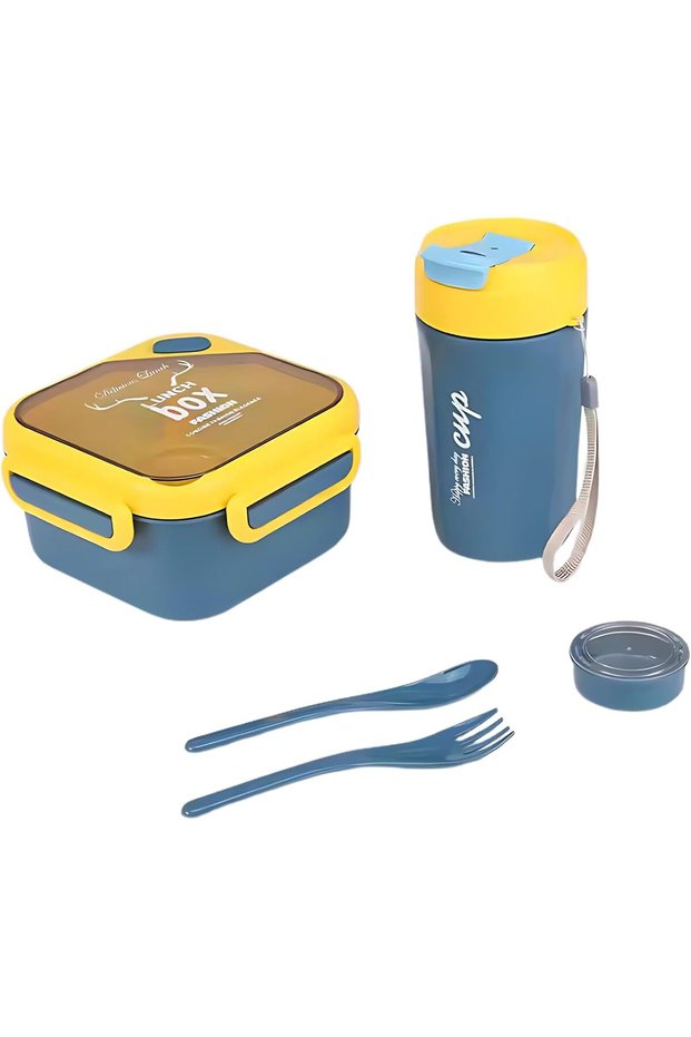 Kids Sports Lunch Box and Water Bottle Combo Set, BPA Free, Leakproof Food Grade PP with Chut