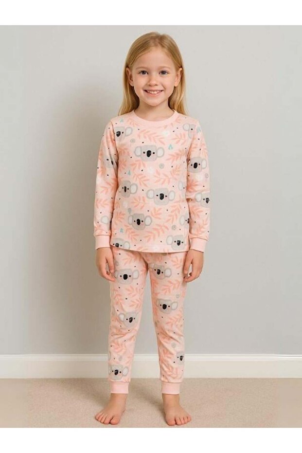 Girl's Koala Printed Cotton Pajama Set