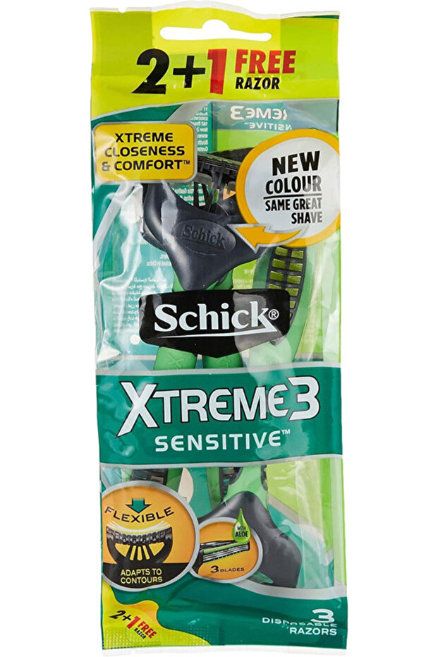 Xtreme3 Sensitive Tripple Blade Disposable Razor For Men-Strip Enriched Aloe Vera-2+1 Razors