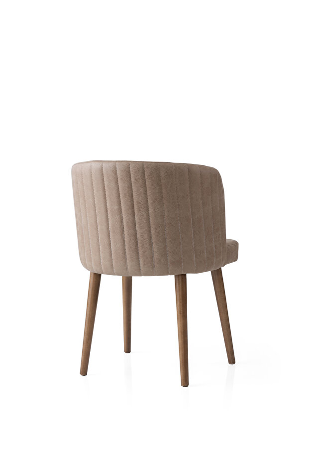 Zen Sandalye Ceviz Ayak Sütlü Kahve Kumaş 2 Adet - 5