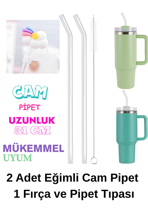 1 Adet 10 mm Stnley Için Silikon Pipet Tıpası Kapağı, 2 adet eğimli cam pipet ve 1 fırça (cam pipet) - 1