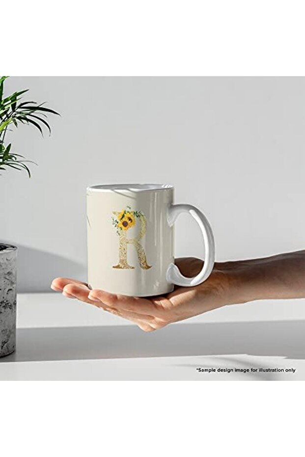 كوب قهوة سيراميك سعة 11 أونصة مع حرف أولي مخصص - W - 6