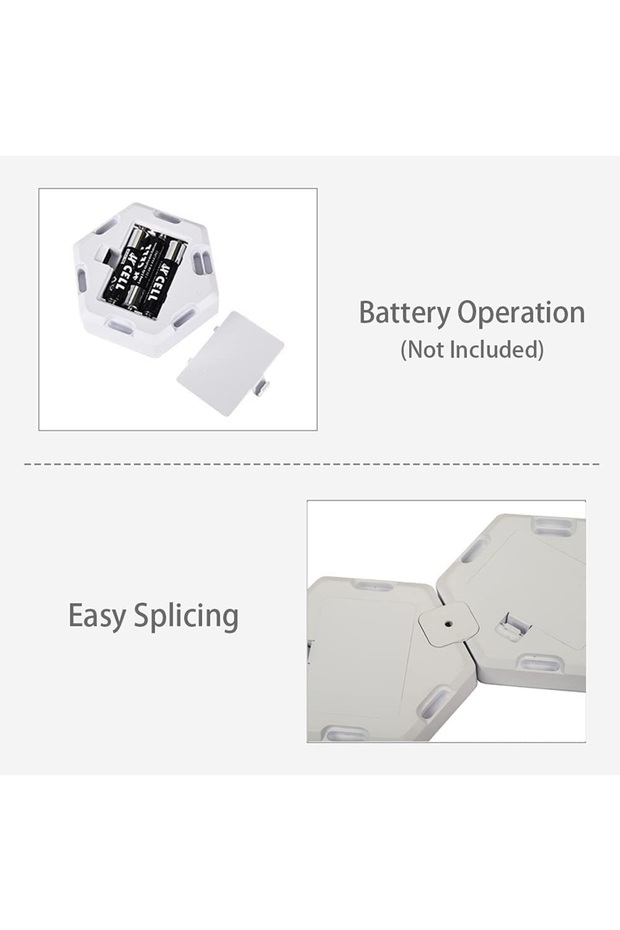 Set of 6 modular RGB wall lamps, LED, play of lights, remote control, touch control, hexagon shape - 6