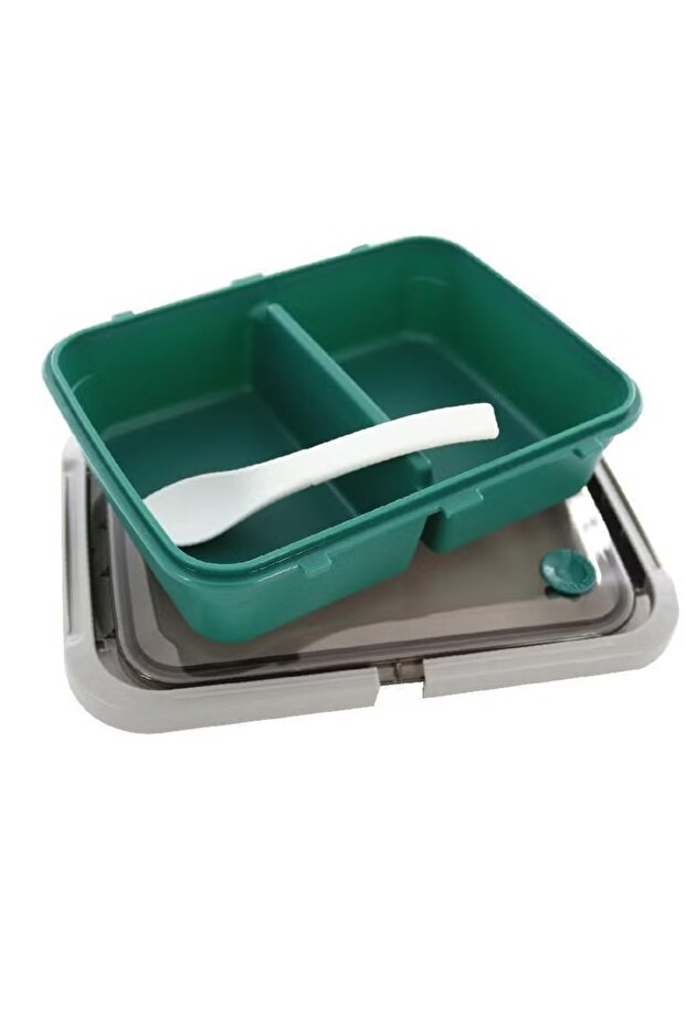 Lunch Box Rectangle – Push & Pull Lock, Green, Durable & Leak-Resistant - 2