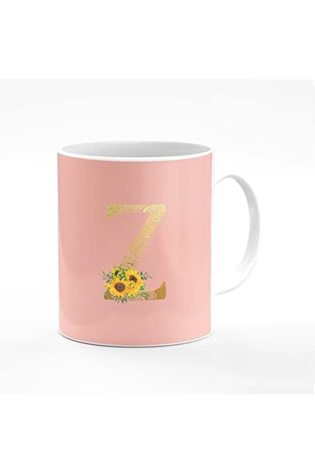 Designer Printed Coffee Mug 11oz Ceramic Personalised Gift Mug - Custom Monogram Initial L