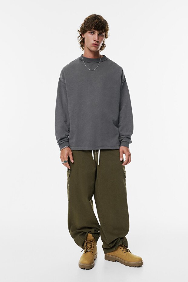 Uzun kollu dikişli tişört - 4