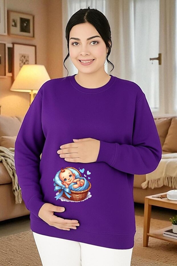 سويت شيرت مطبوع للحوامل - 1