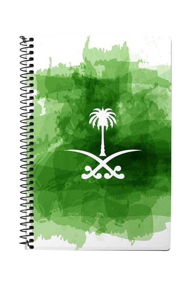 A5 Saudi Emblemed Spiral Notebook Green