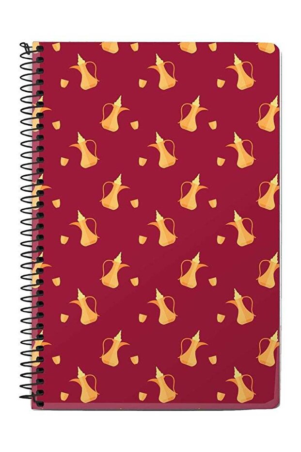 Pouring Dallah A5 Spiral Notebook Red/Yellow