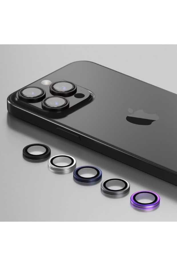 واقي عدسة كريستالي من سلسلة بيك لهاتف iPhone 15 Pro و15 Pro Max (3 قطع) - جرافيت - 5