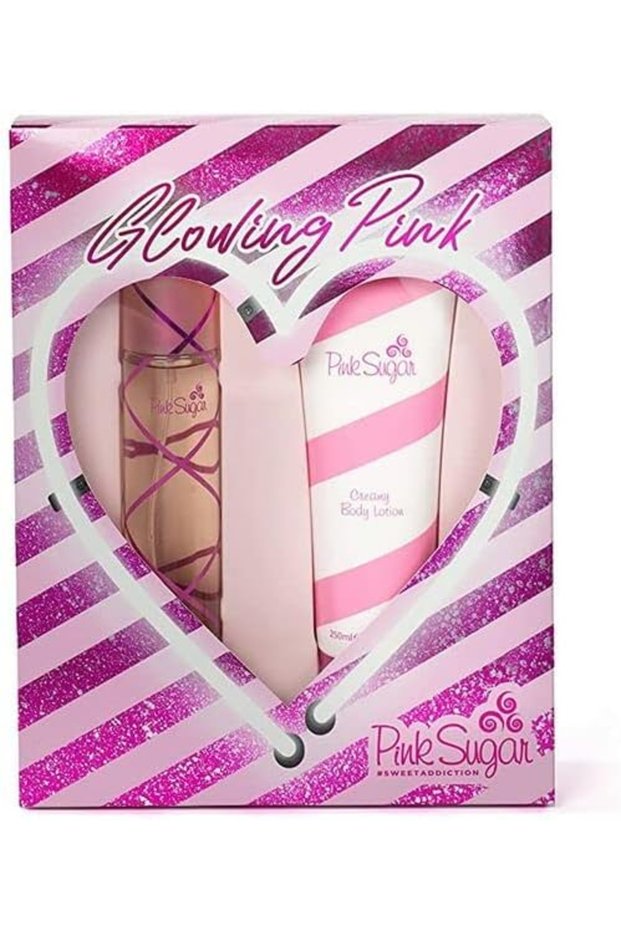 Pink Sugar Glowing Pink Sweet Addiction for Women Set EDT 100Ml with Body Lotion 250Ml