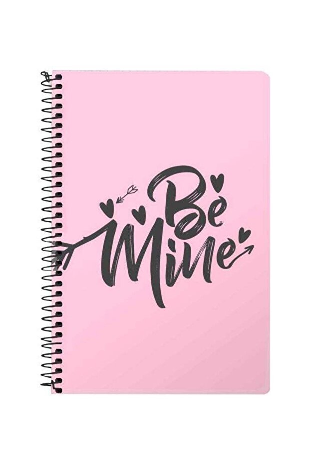 A5 Be Mine Printed Spiral Bound Notebook Pink/Grey