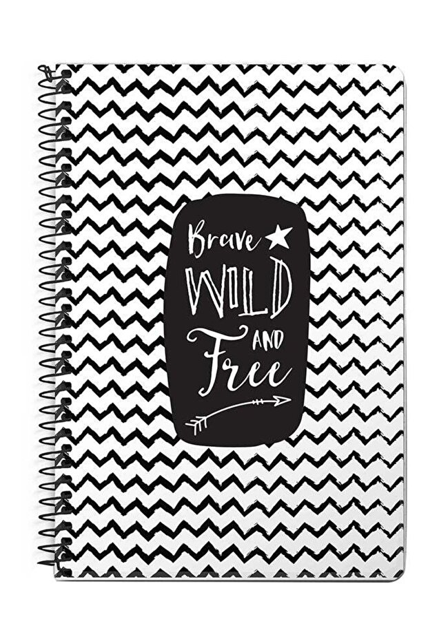 Brave, Wild And Free A5 Spiral Notebook White/Black