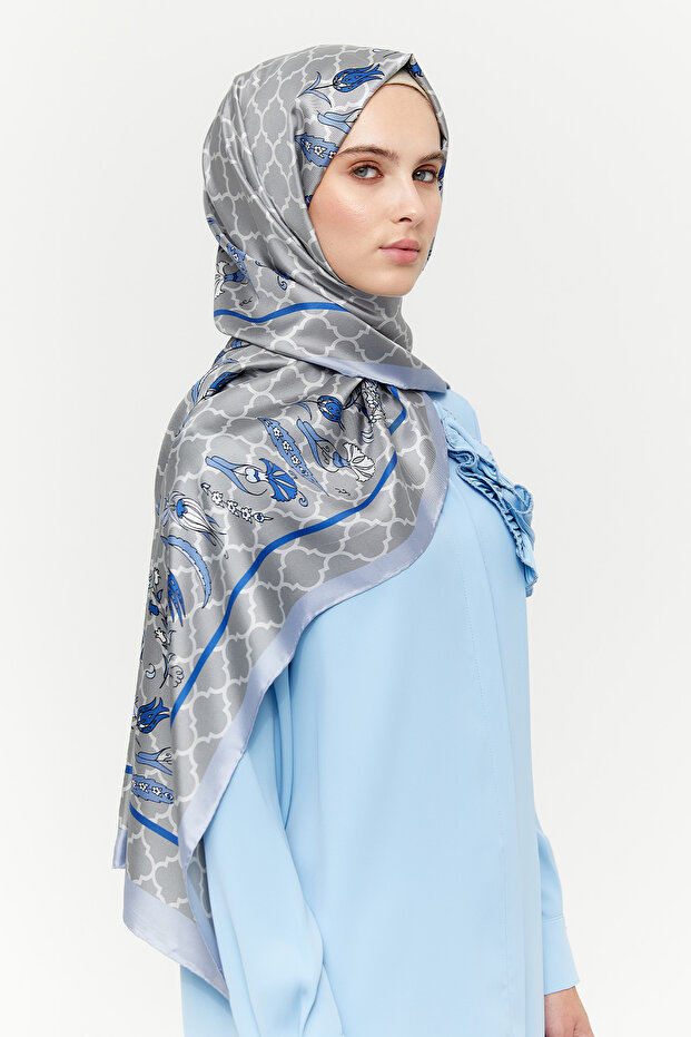 Lale Desenli İpek Şal - 2
