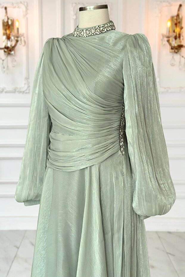 Nergis Abiye Elbise Mint - 4