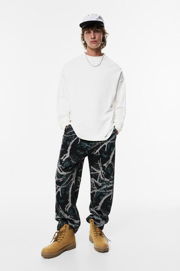 Uzun kollu dikişli tişört - 4