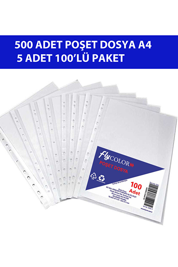 A4 Poşet Dosya 500 Adet ( 100 lü 5 Paket) - 1