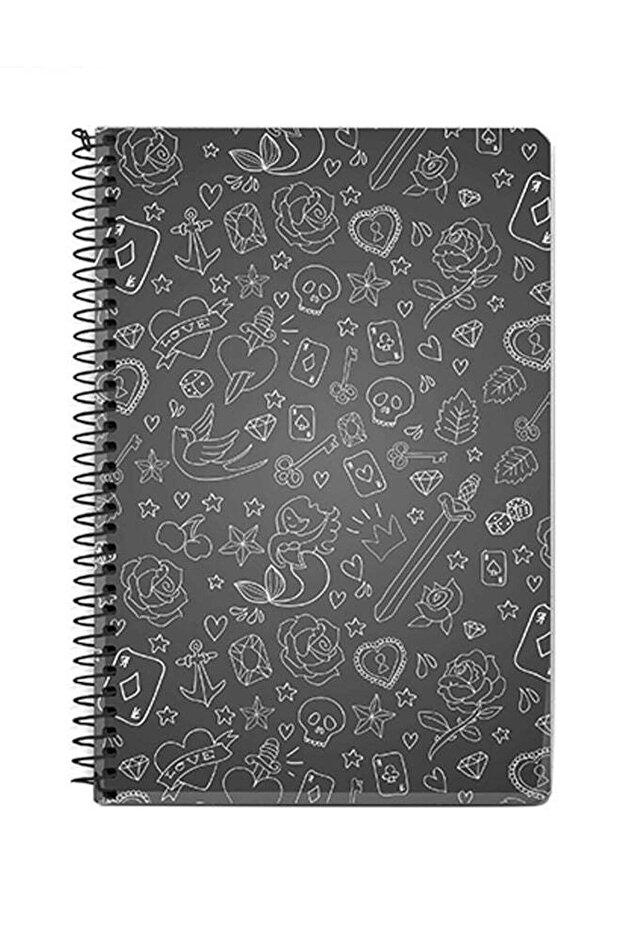 Doodles A5 Spiral Notebook Grey/White