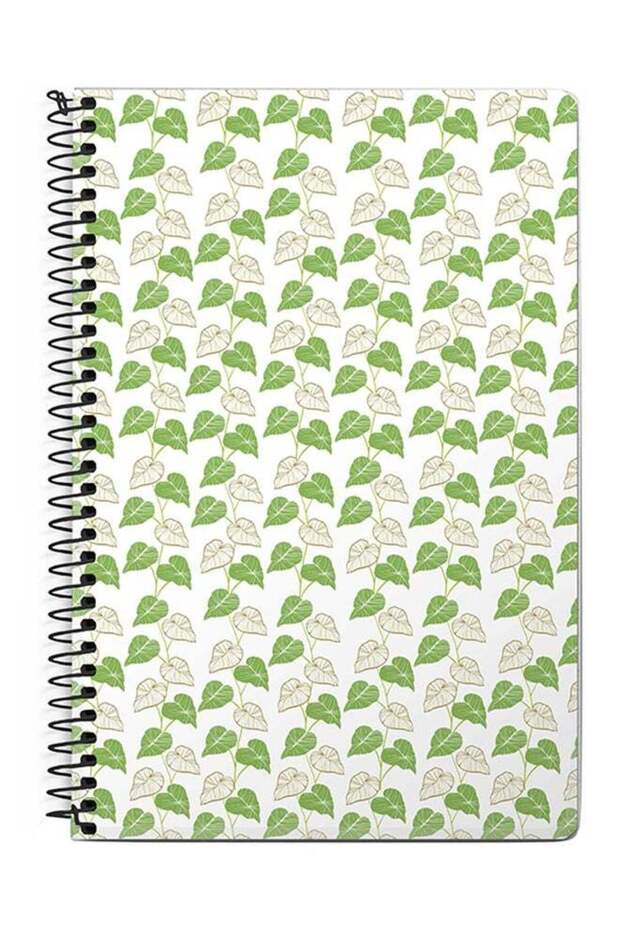 Vine Leaves A5 Spiral Notebook White/Green