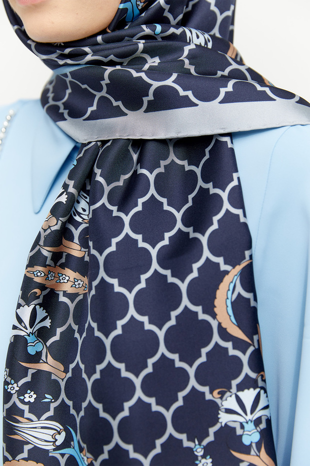 Lale Desenli İpek Şal - 2