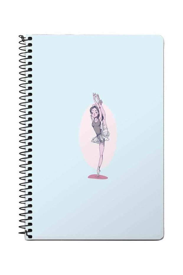 Flying Ballerina A5 Spiral Notebook Blue/White/Grey