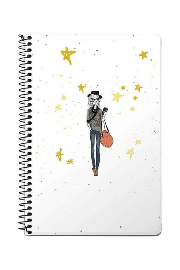 Fashionista A5 Spiral Notebook White/Grey/Yellow