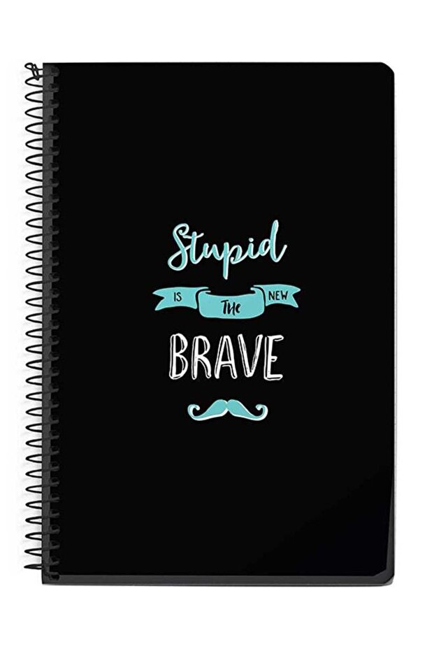 Stupid Is The New Brave A5 Spiral Notebook White/Black