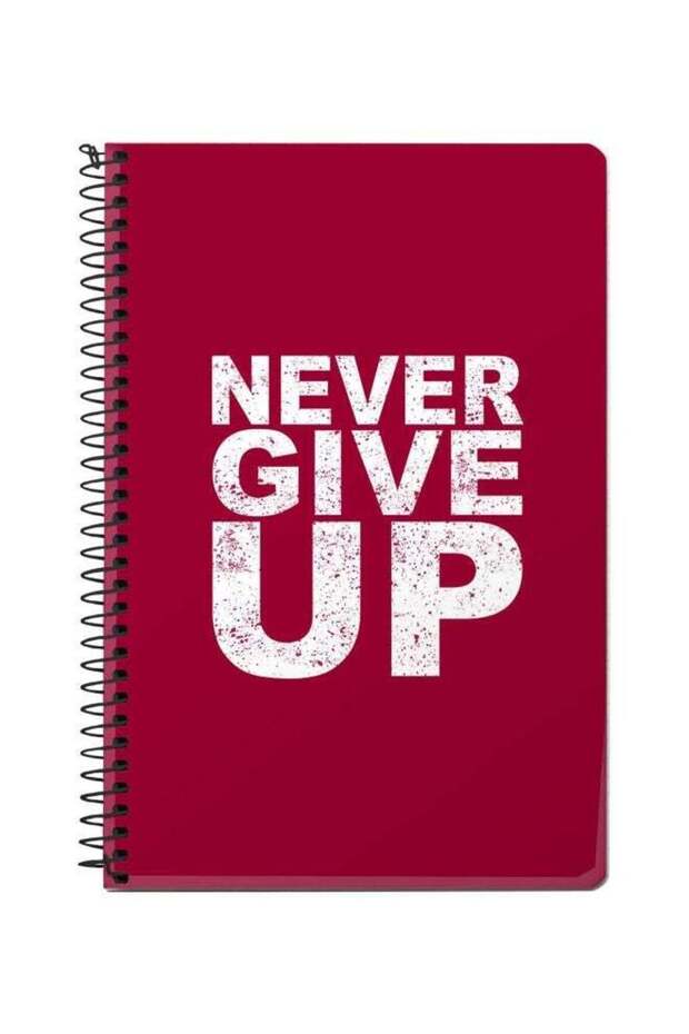 Never Ever Give Up Printed A5 Spiral Bound Notebook Pink/White